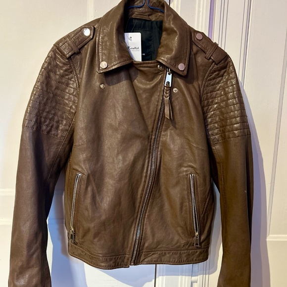 Brown Leather Jacket, Size Small, ROCKANDBLUE - Picture 4 of 7